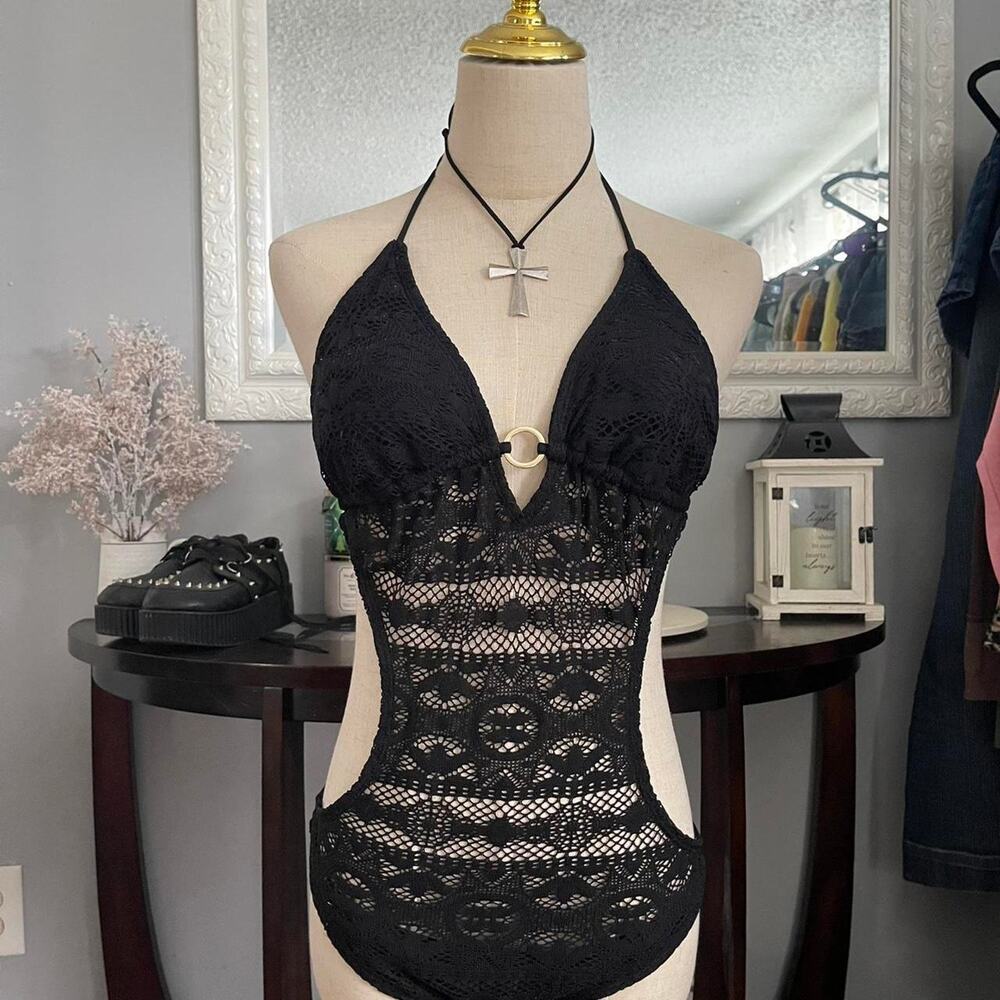 Y2k lace one piece bathing